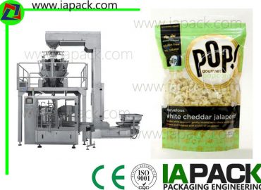 popcorn premade pouch vulmachine met multi head schaal