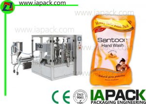 automatische zak-gegeven doypack verpakkingsmachine vloeistof en pasta verpakkingsmachine 380V 3-fase luchtdruk